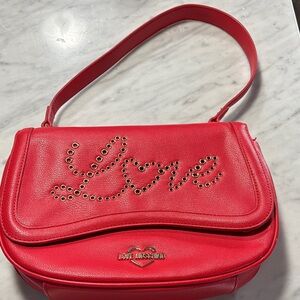 Love Moschino Bold Red Studded Shoulder Bag